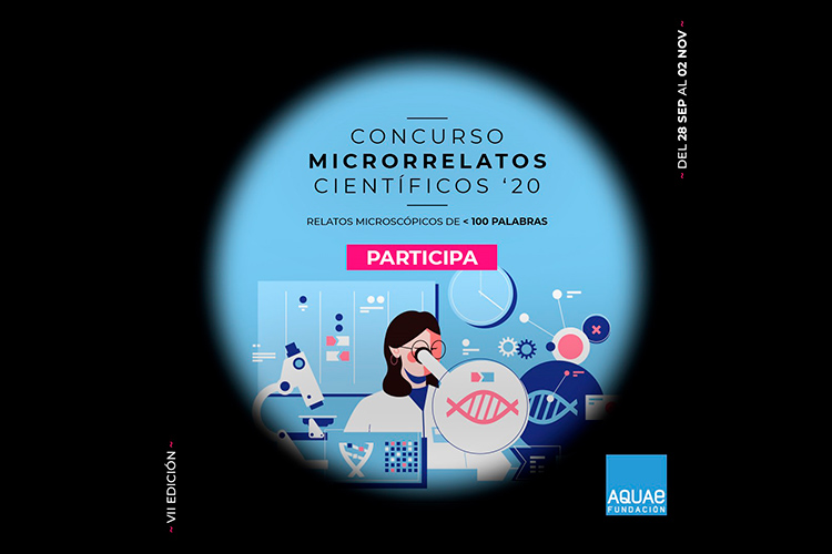 Cartel del  Concurso de Microrrelatos Científicos de la Fundación Aquae